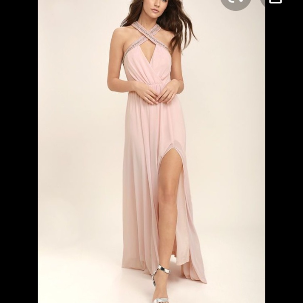 Blush Pink Beaded Maxi Dress from LULUS